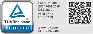 ISO minősítés 9001:2008 14001:2015 MSZ 28001